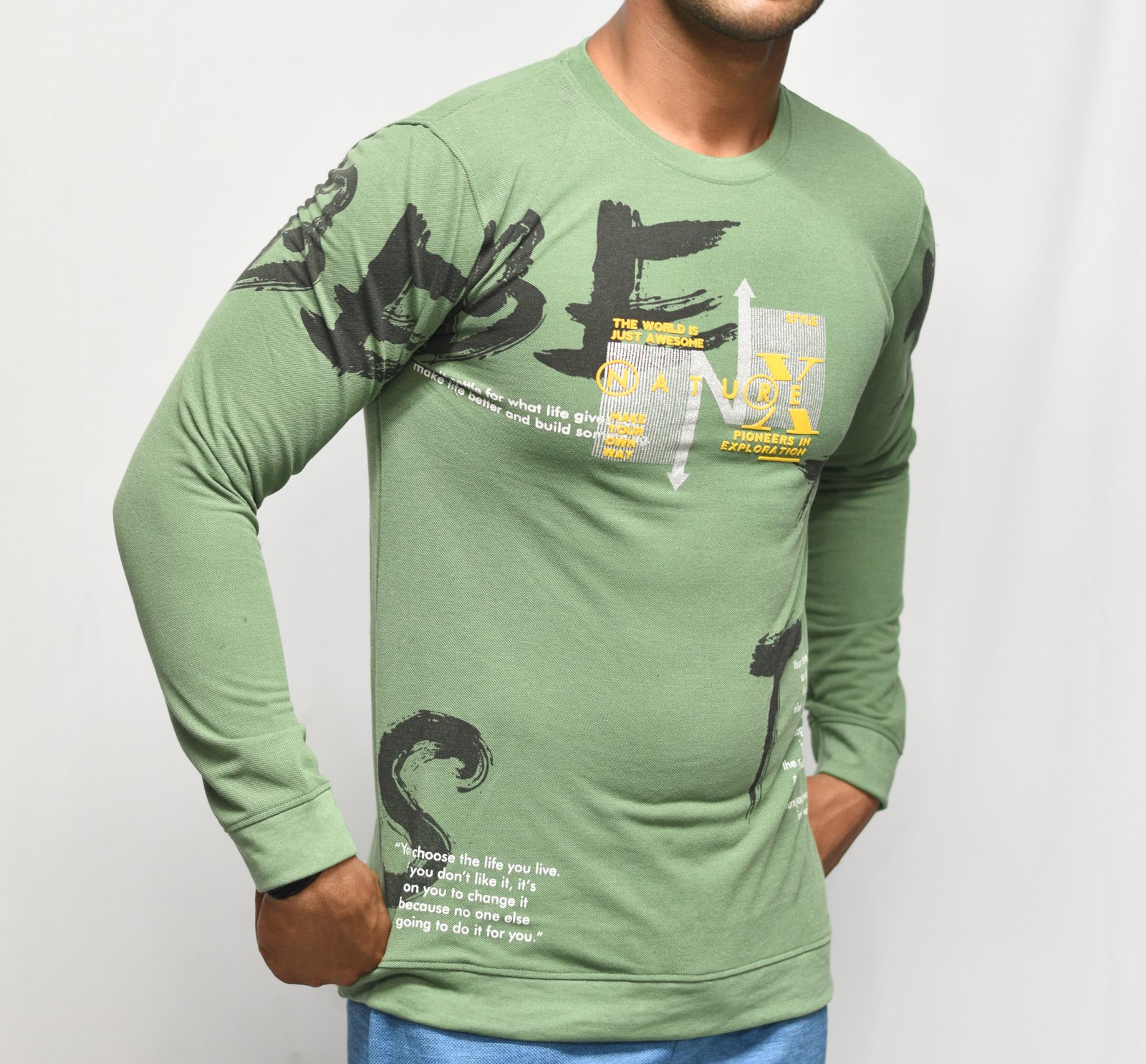 Olive Green Cotton Matty T Shirt
